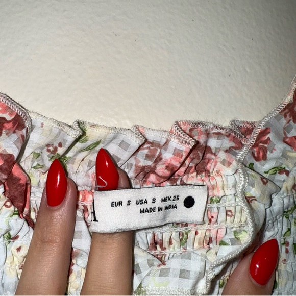 Zara | Floral Mini Dress - Red and White - Picture 9 of 13